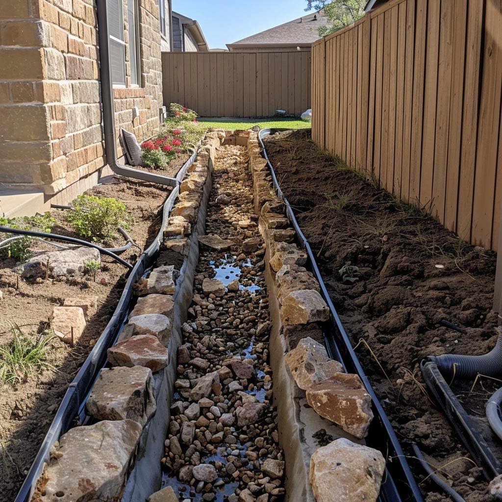 french drain installation in Sacramento County